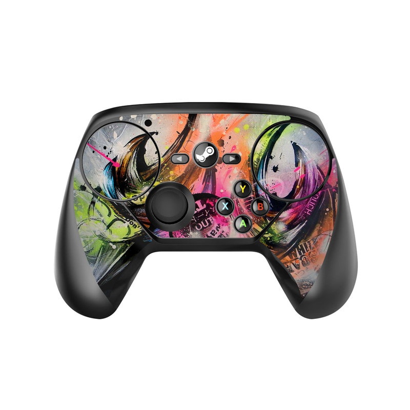 Valve Steam Controller Skin design of Graphic design, Fractal art, Art, Illustration, Design, Graphics, Cg artwork, Font, Visual arts, Pattern, with black, gray, red, green, purple, blue colors