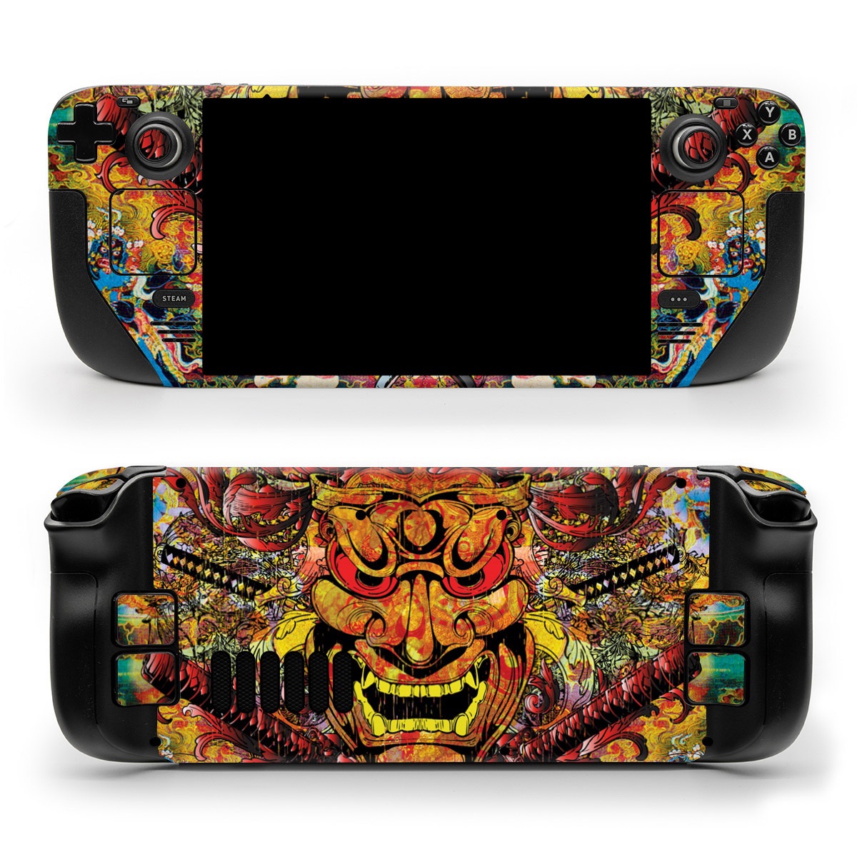 Valve Steam Deck Skin design of Art, Psychedelic art, Visual arts, Illustration, Fictional character, Demon, with red, orange, yellow colors