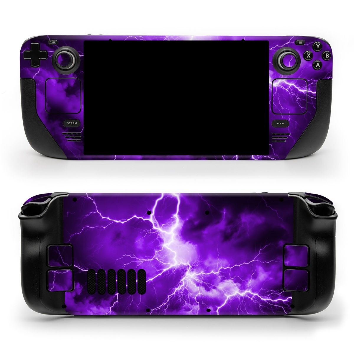 Valve Steam Deck Skin design of Sky, Lightning, Thunder, Atmosphere, Thunderstorm, Daytime, Purple, Light, Cloud, Nature, with black, purple colors
