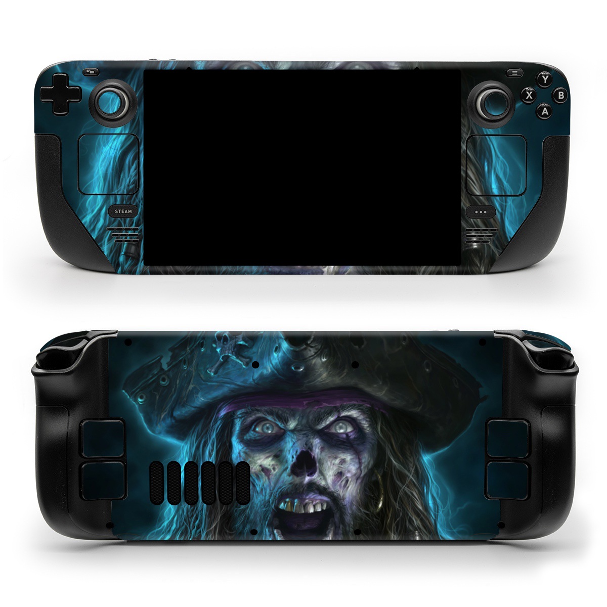 Valve Steam Deck Skin design of Darkness, Illustration, Art, Ghost, Fictional character, Beard, with black, white, blue, gray colors