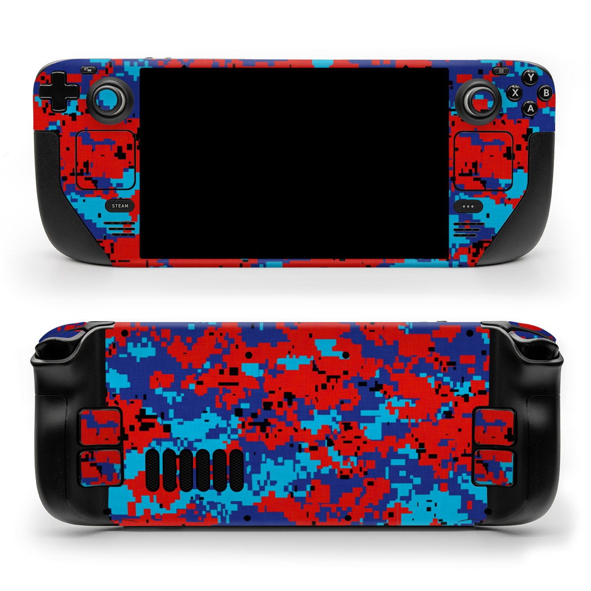 Valve Steam Deck Skin design of Blue, Red, Pattern, Textile, Electric blue, with blue, red colors