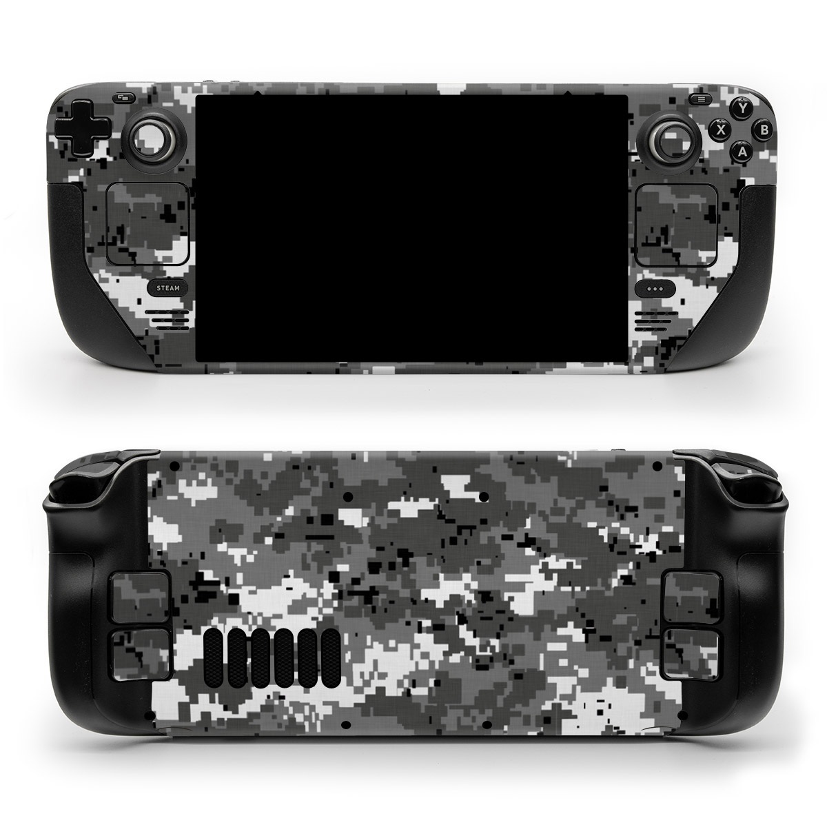 Valve Steam Deck Skin design of Military camouflage, Pattern, Camouflage, Design, Uniform, Metal, Black-and-white, with black, gray colors