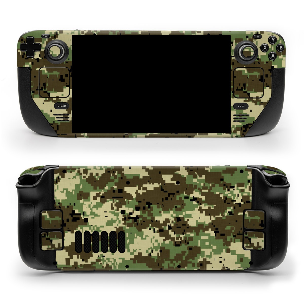 Valve Steam Deck Skin design of Military camouflage, Pattern, Camouflage, Green, Uniform, Clothing, Design, Military uniform, with black, gray, green colors