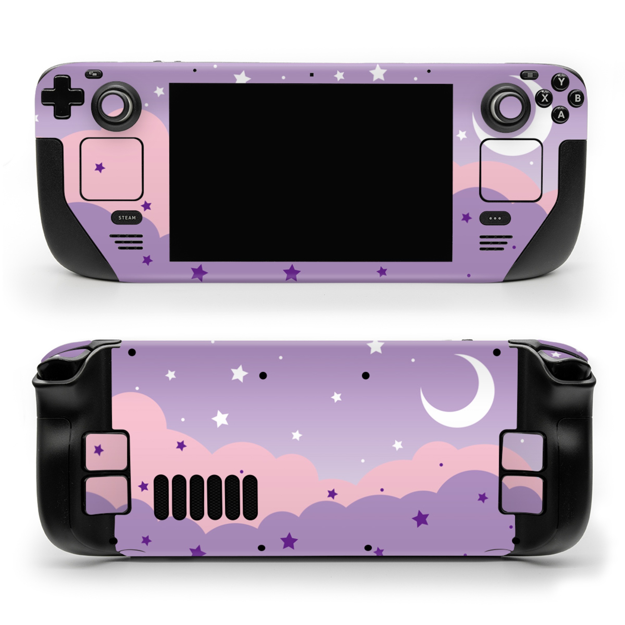 Valve Steam Deck Skin design, with purple, pink, white colors