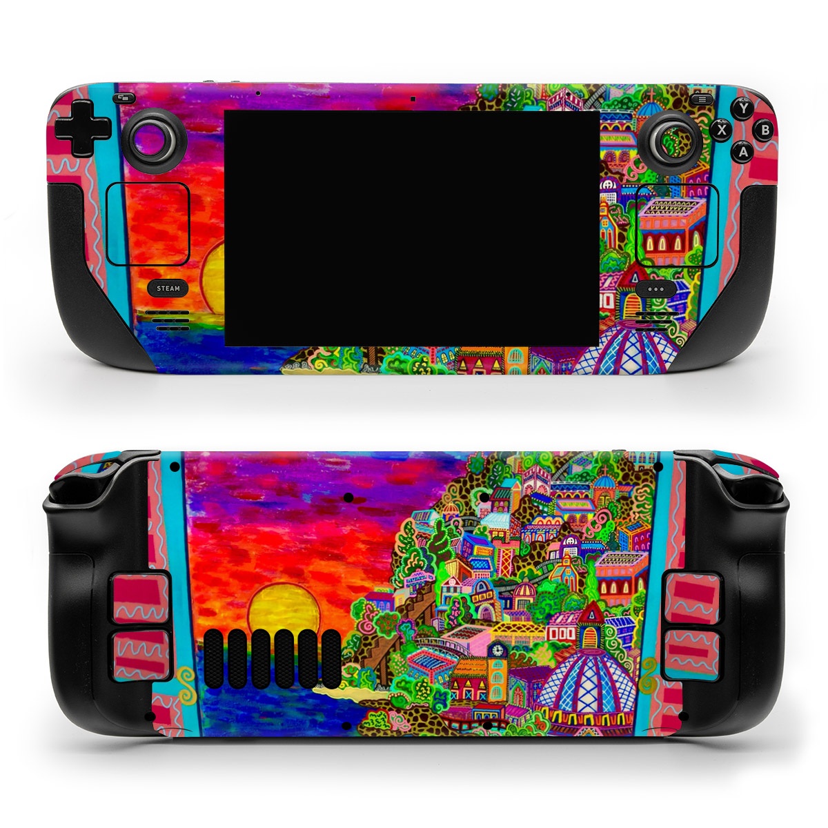 Valve Steam Deck Skin design of Art, Modern art, Visual arts, Painting, with red, blue, yellow, purple, white, green, orange colors