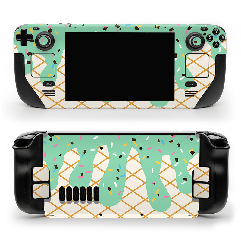 Valve Steam Deck Skin design of Graphics, Pattern, Polka dot, Wrapping Paper, Child art, with white, brown, yellow, black, green, pink, orange, blue colors