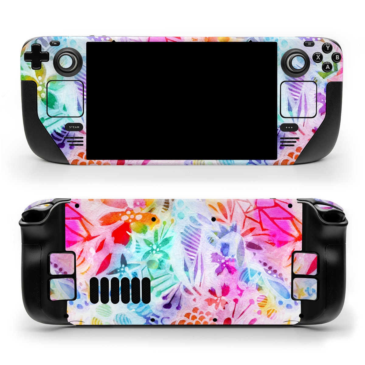 Valve Steam Deck Skin design of Pattern, Design, Textile, Art, with gray, pink, purple, blue colors