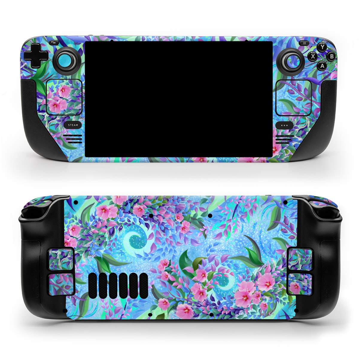 Valve Steam Deck Skin design of Psychedelic art, Pattern, Lilac, Purple, Art, Pink, Design, Fractal art, Visual arts, Organism, with gray, blue, purple colors