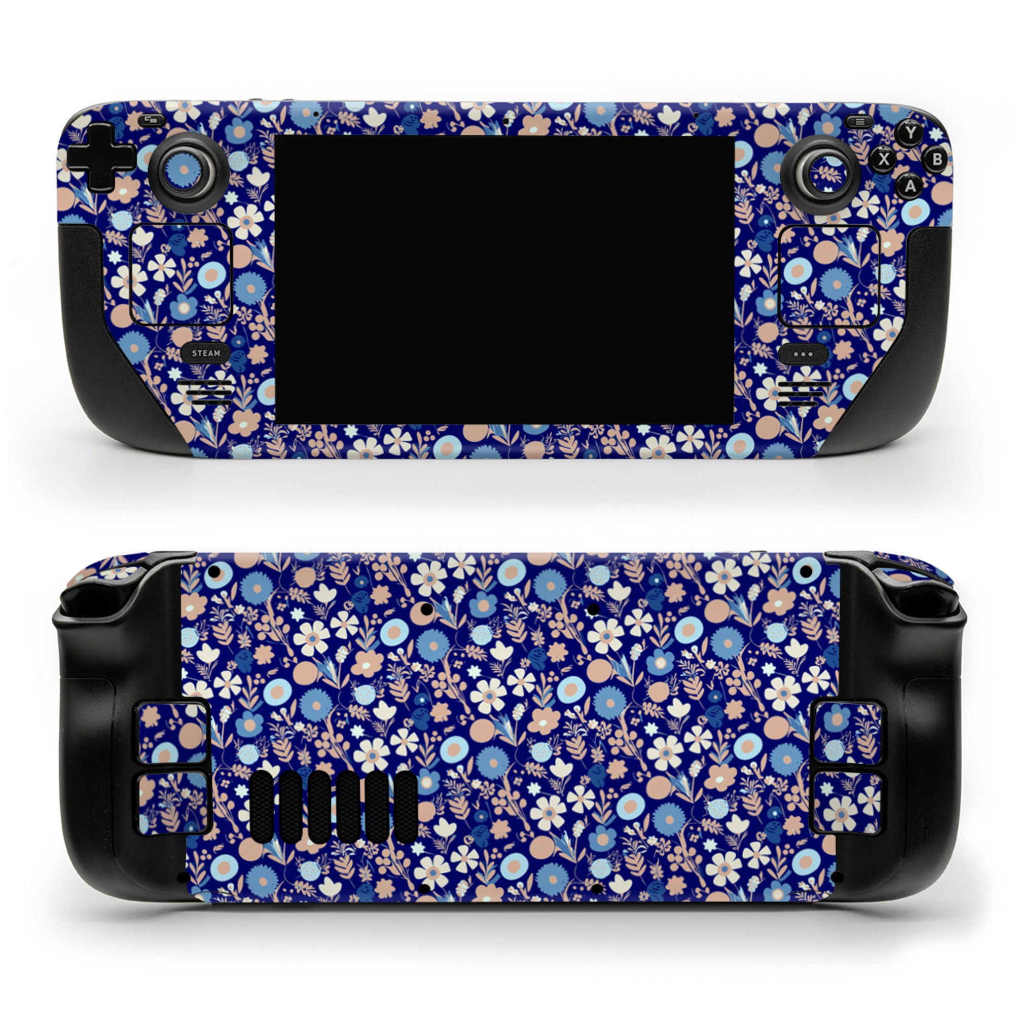 Valve Steam Deck Skin design of Pattern, Art, Symmetry, Circle, Electric blue, with blue, white, pink colors