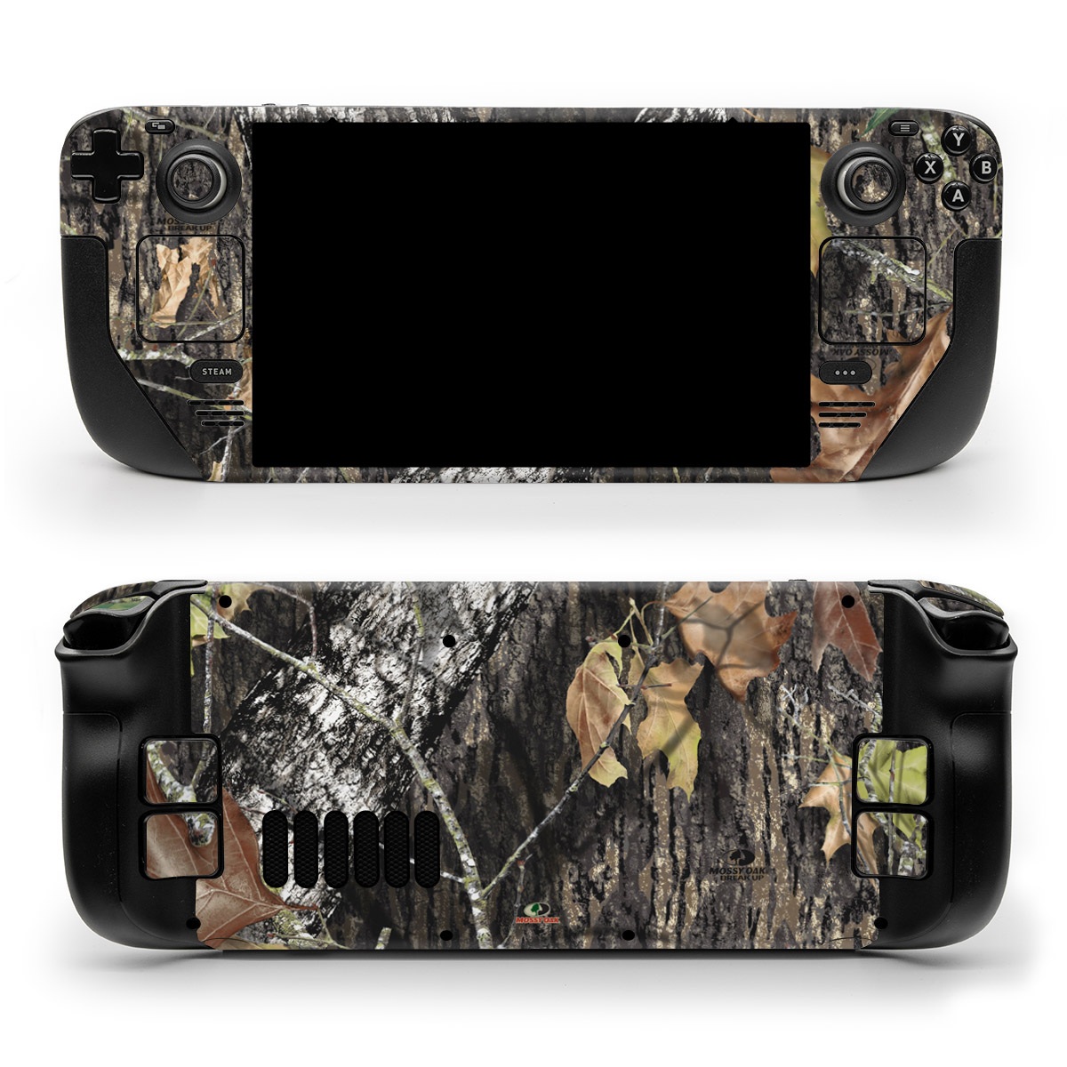 Valve Steam Deck Skin design of Leaf, Tree, Plant, Adaptation, Camouflage, Branch, Wildlife, Trunk, Root, with black, gray, green, red colors