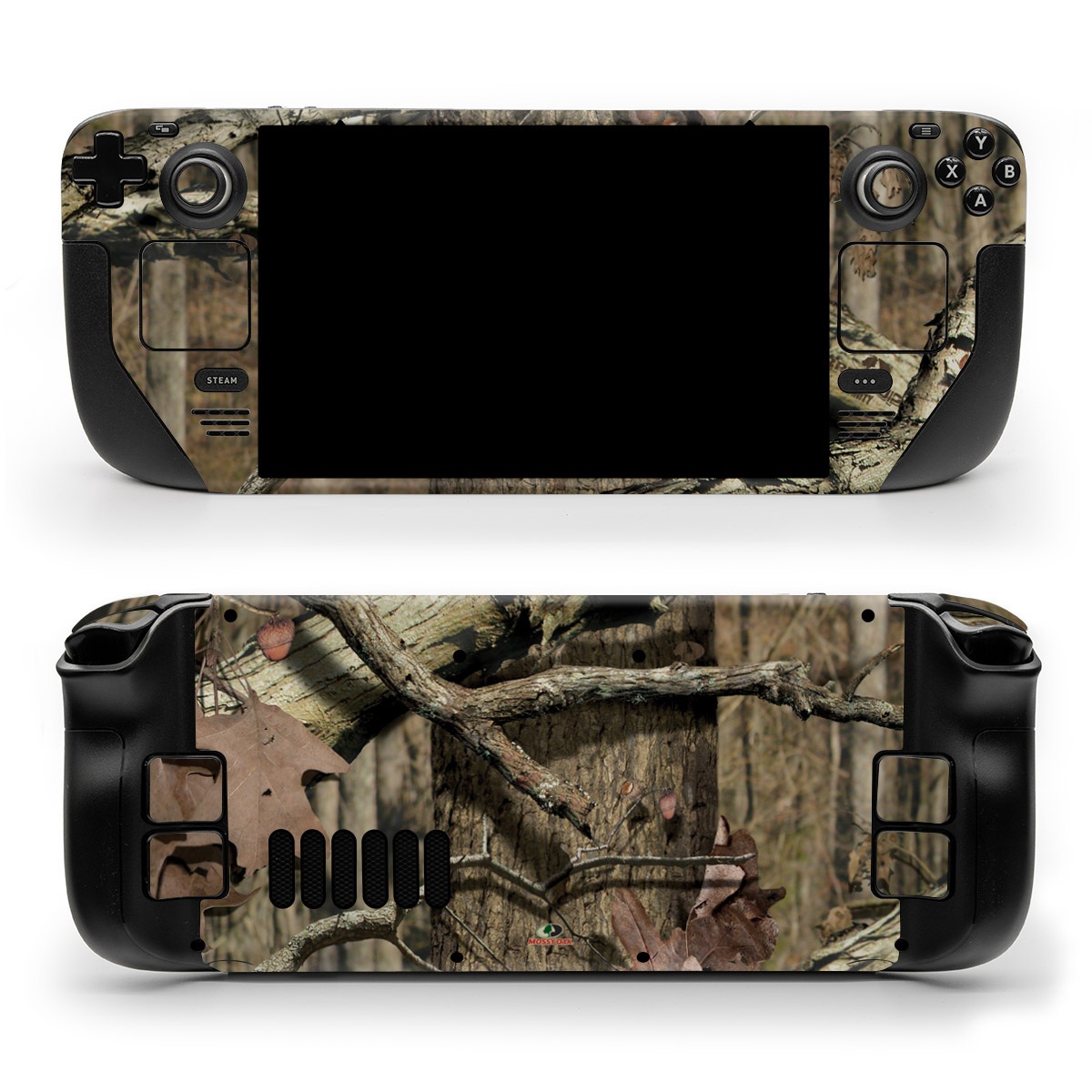 Valve Steam Deck Skin design of Tree, Military camouflage, Camouflage, Plant, Woody plant, Trunk, Branch, Design, Adaptation, Pattern, with black, red, green, gray colors