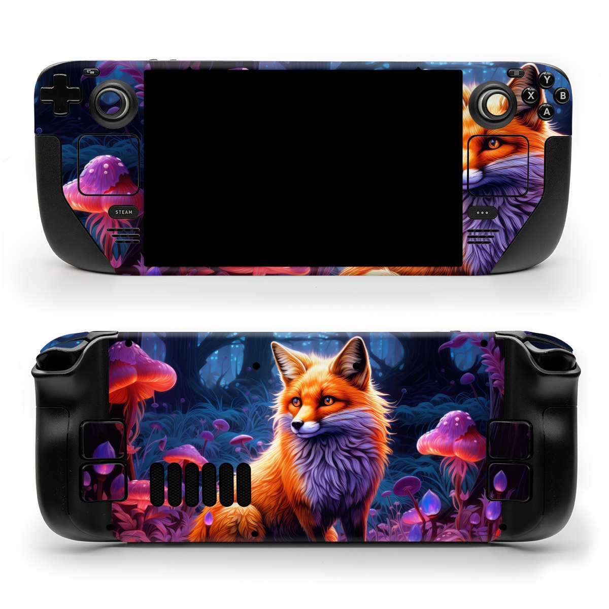 Valve Steam Deck Skin design of Plant, Light, Carnivore, Orange, Organism, Tree, Pink, Natural landscape, Fawn, Whiskers, with red, orange, white, black, purple, gray, green colors