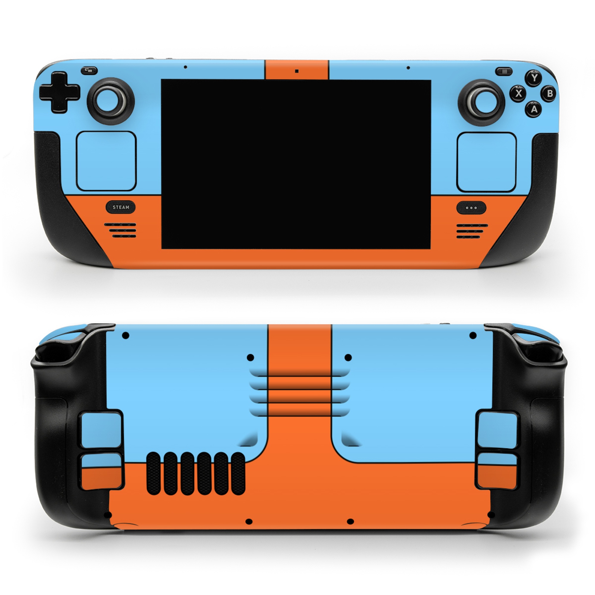 Valve Steam Deck Skin design of Line, with blue, orange, black colors