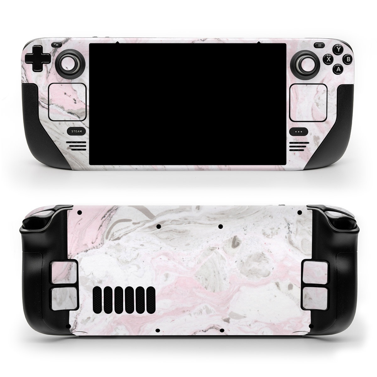 Valve Steam Deck Skin design of White, Pink, Pattern, Illustration, with pink, gray, white colors