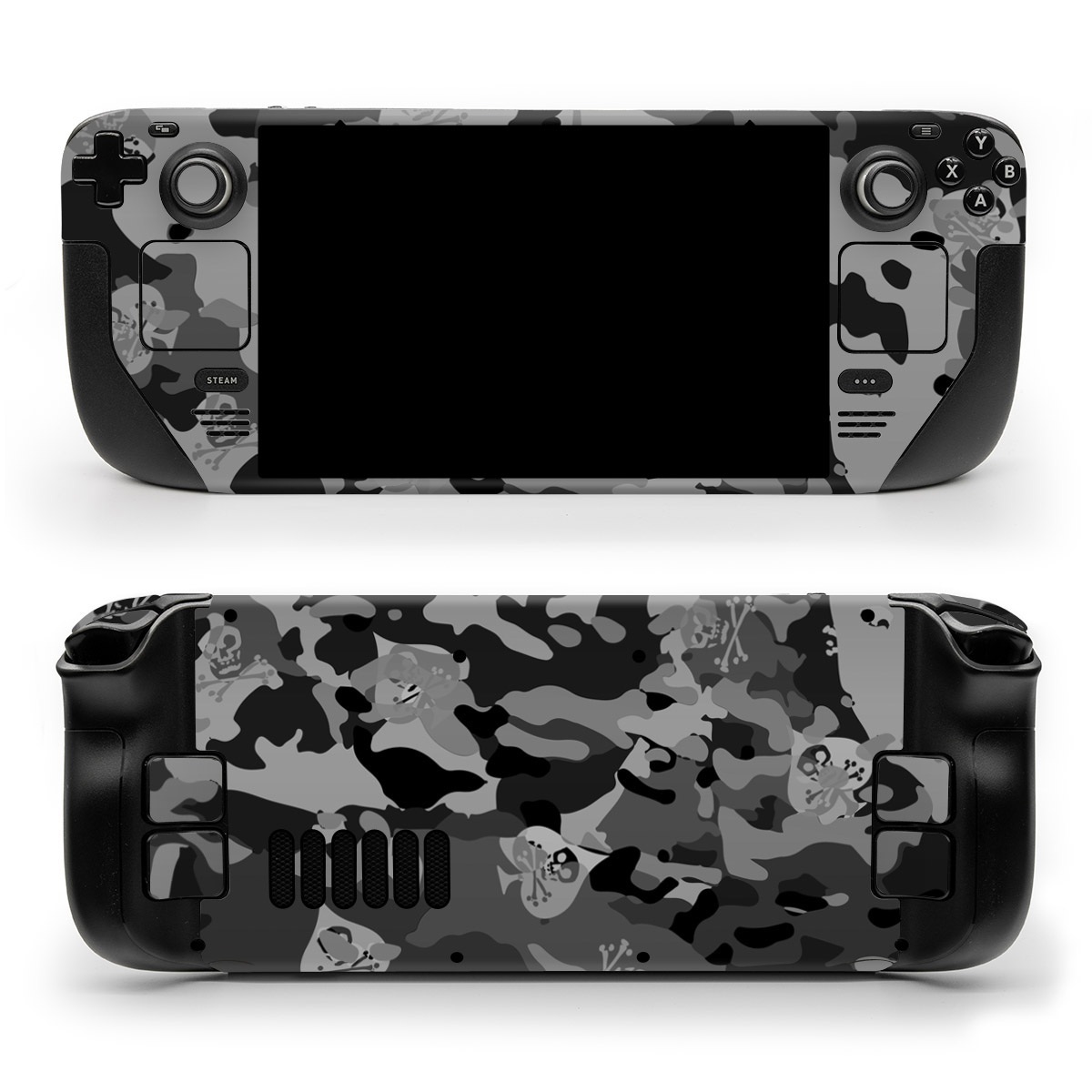 Valve Steam Deck Skin design of Military camouflage, Pattern, Design, Camouflage, Illustration, Uniform, Black-and-white, Wallpaper, Art, with black, gray colors