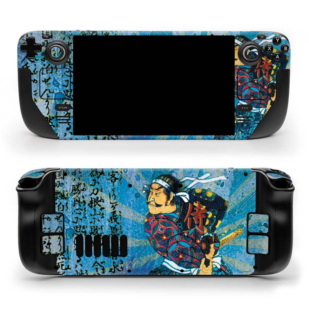 Valve Steam Deck Skin design of Art, Illustration, Painting, with blue, black, gray, green, red colors
