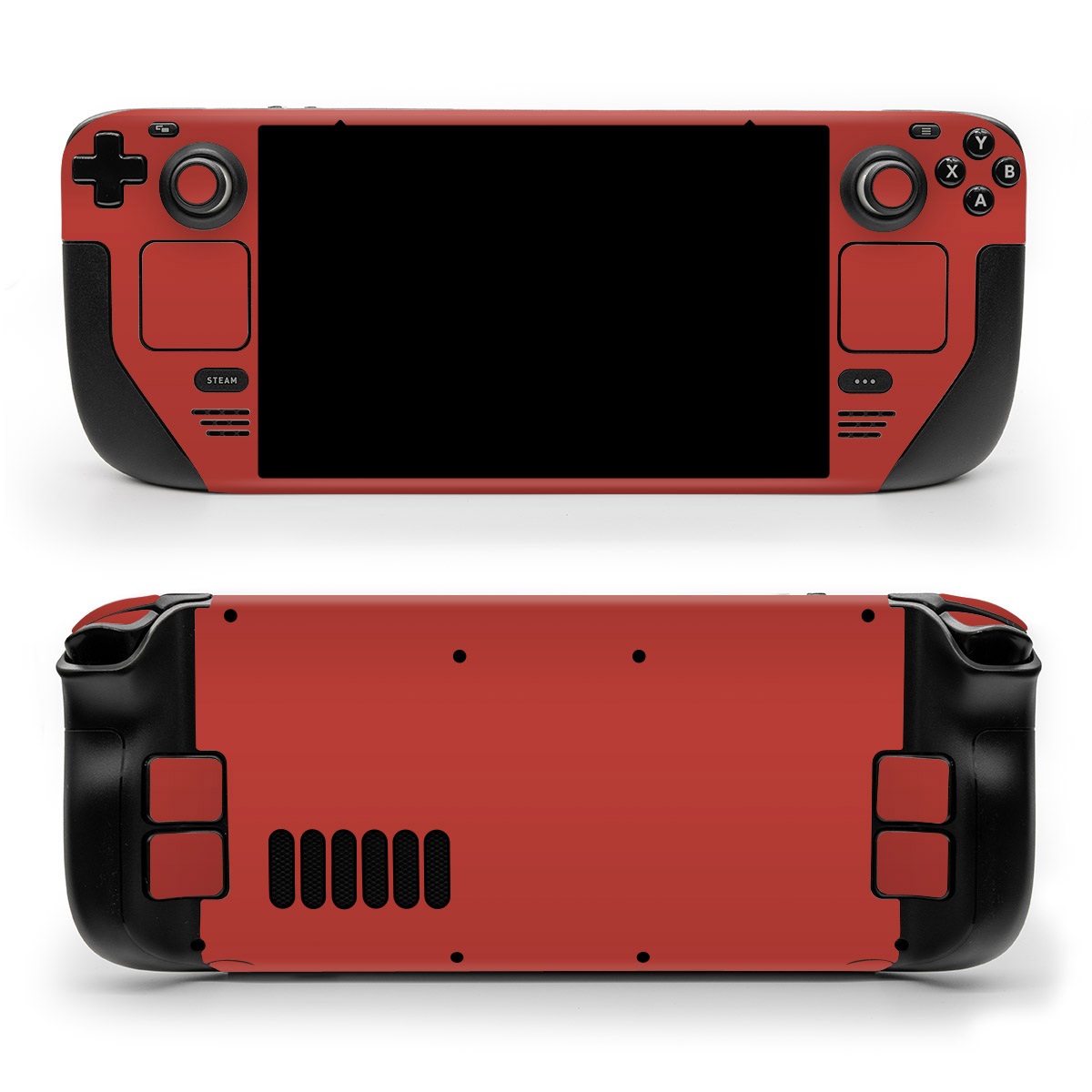 Valve Steam Deck Skin design of Brown, Red, Font, Magenta, Pattern, Peach, Carmine, Electric blue, Event, Tints and shades, with red, blue, purple colors