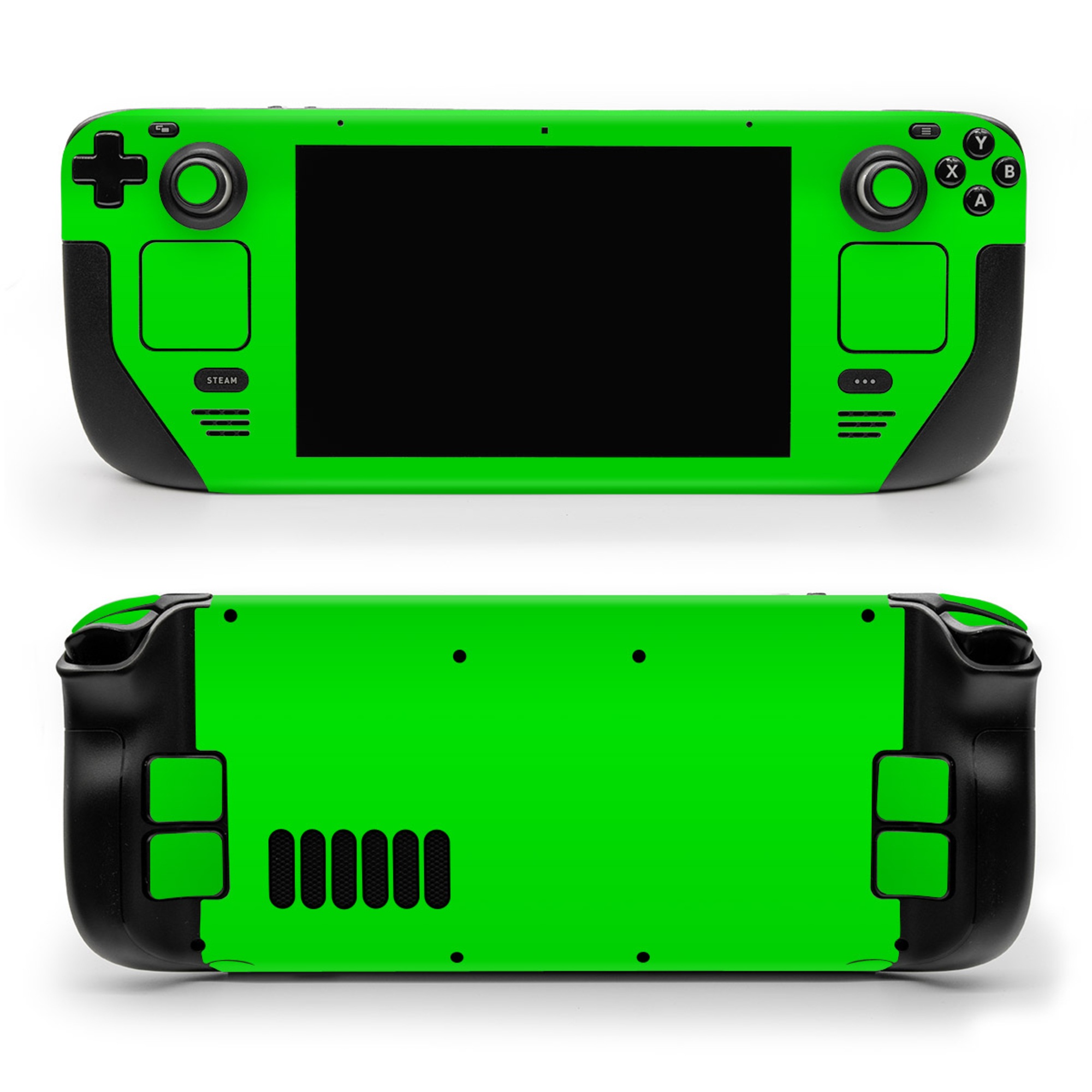 Valve Steam Deck Skin design of Green, Rectangle, Baize, Table, Font, Electric blue, Pattern, Symmetry, Magenta, Circle, with green colors