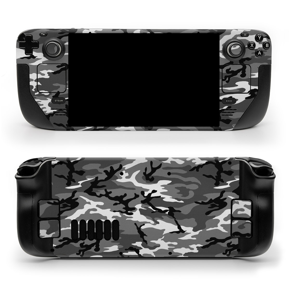 Valve Steam Deck Skin design of Military camouflage, Pattern, Clothing, Camouflage, Uniform, Design, Textile, with black, gray colors