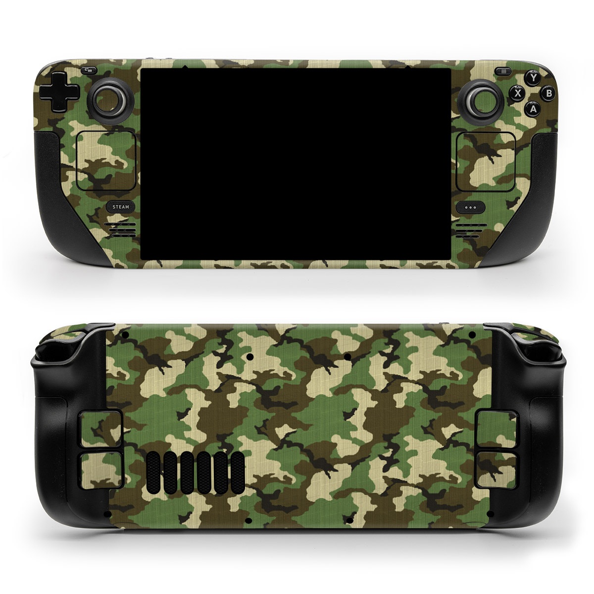 Valve Steam Deck Skin design of Military camouflage, Camouflage, Clothing, Pattern, Green, Uniform, Military uniform, Design, Sportswear, Plane, with black, gray, green colors