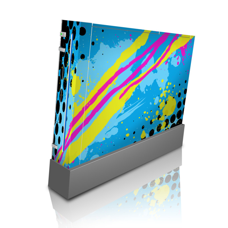 Wii Skin design of Blue, Colorfulness, Graphic design, Pattern, Water, Line, Design, Graphics, Illustration, Visual arts, with blue, black, yellow, pink colors