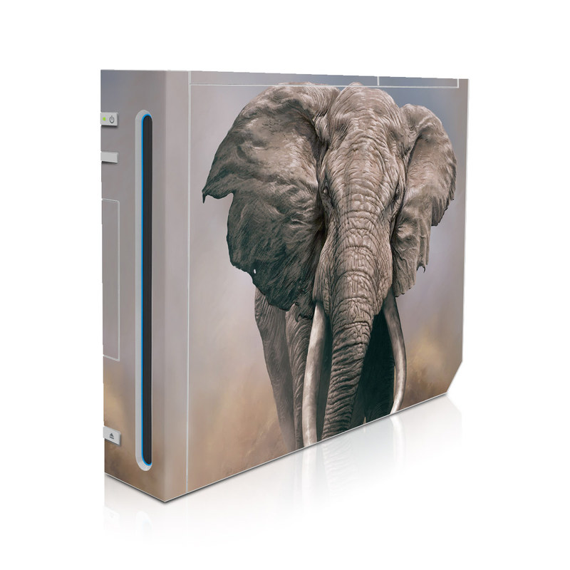 Wii Skin design of Elephants and Mammoths, Terrestrial animal, Indian elephant, African elephant, Wildlife, Tusk, Snout, Organism, Working animal, Illustration, with brown, gray, white colors