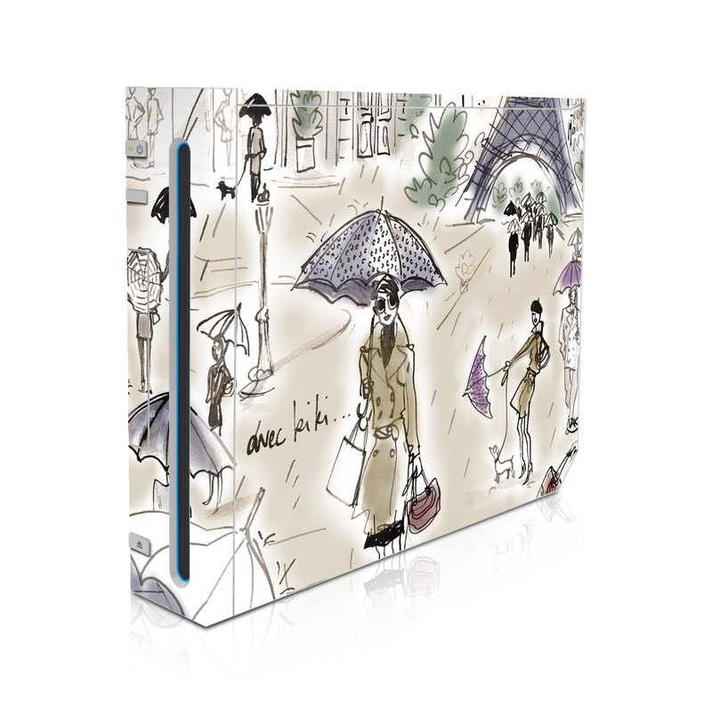 Wii Skin design of Cartoon, Umbrella, Illustration, Organism, Art, Fiction, Fictional character, with brown, gray, purple colors