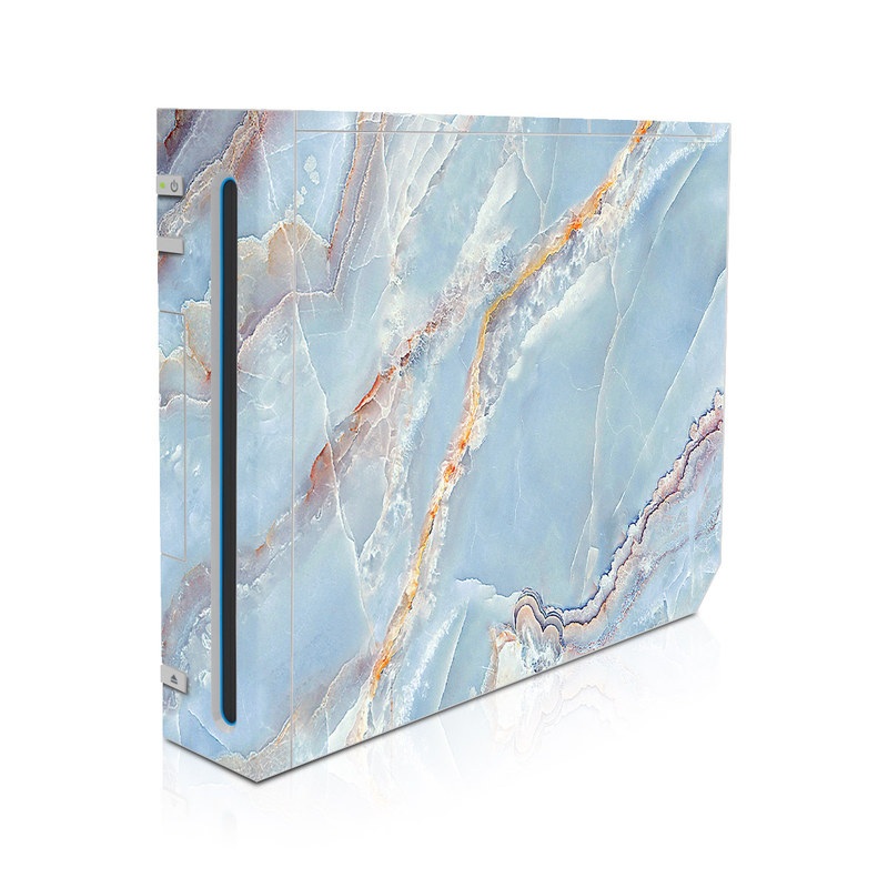 Wii Skin design of Blue, Azure, Aqua, Onyx, with blue, red, orange, white colors