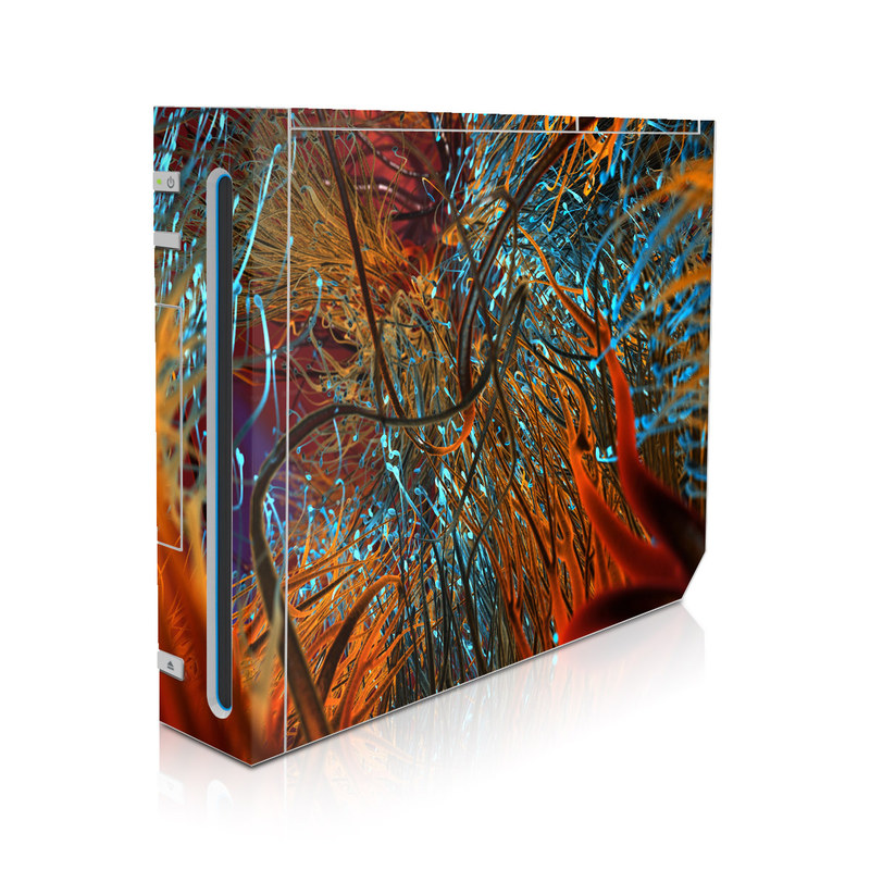 Wii Skin design of Orange, Tree, Electric blue, Organism, Fractal art, Plant, Art, Graphics, Space, Psychedelic art, with orange, blue, red, yellow, purple colors
