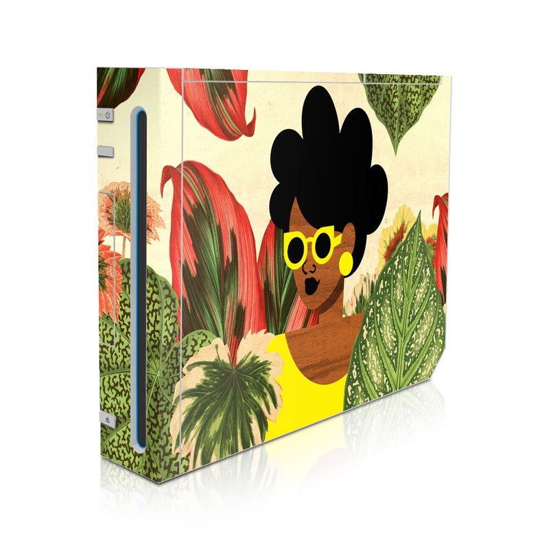 Wii Skin design of Illustration, Plant, Botany, Organism, Leaf, Art, Animation, Grass, Flower, Perennial plant, with green, black, brown, yellow, red colors