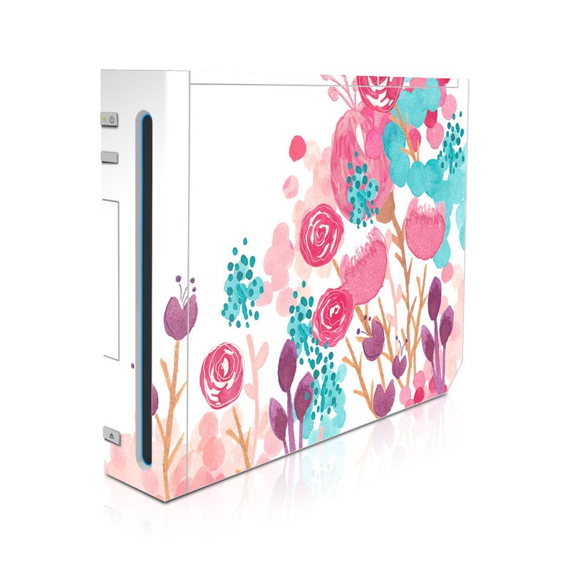 Wii Skin design of Pink, Pattern, Design, Illustration, Clip art, Plant, Graphics, Art, with white, pink, purple, blue, red colors