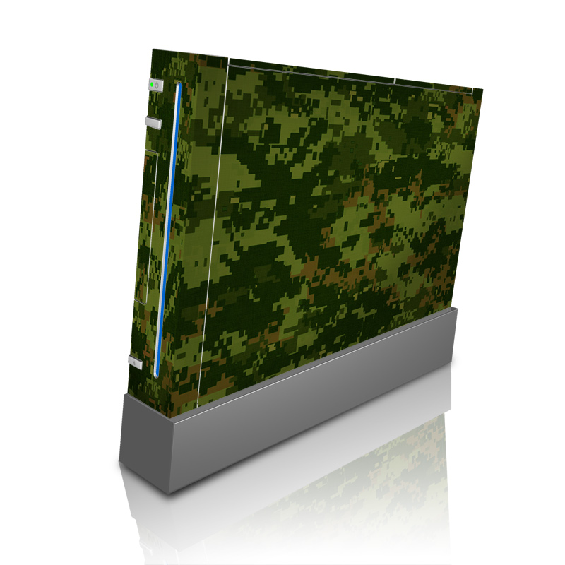 Wii Skin design of Military camouflage, Green, Pattern, Uniform, Camouflage, Clothing, Design, Leaf, Plant, with green, brown colors