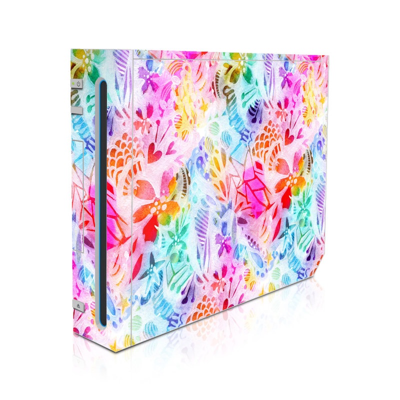 Wii Skin design of Pattern, Design, Textile, Art, with gray, pink, purple, blue colors