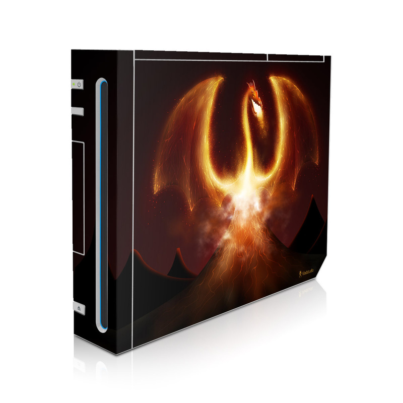 Wii Skin design of Light, Atmosphere, Orange, Space, Heat, Sky, Darkness, Art, Geological phenomenon, Universe, with black, red, green, pink colors