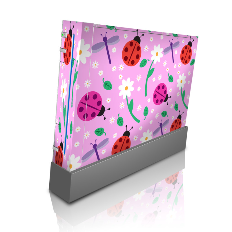 Wii Skin design of Pink, Pattern, Design, Magenta, Clip art, Plant, Visual arts, Ladybug, Child art, Illustration, with pink, white, purple, gray, red, blue colors