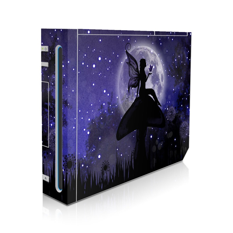Wii Skin design of Purple, Sky, Moonlight, Cg artwork, Fictional character, Darkness, Night, Illustration, Space, Star, with black, blue, gray, purple colors