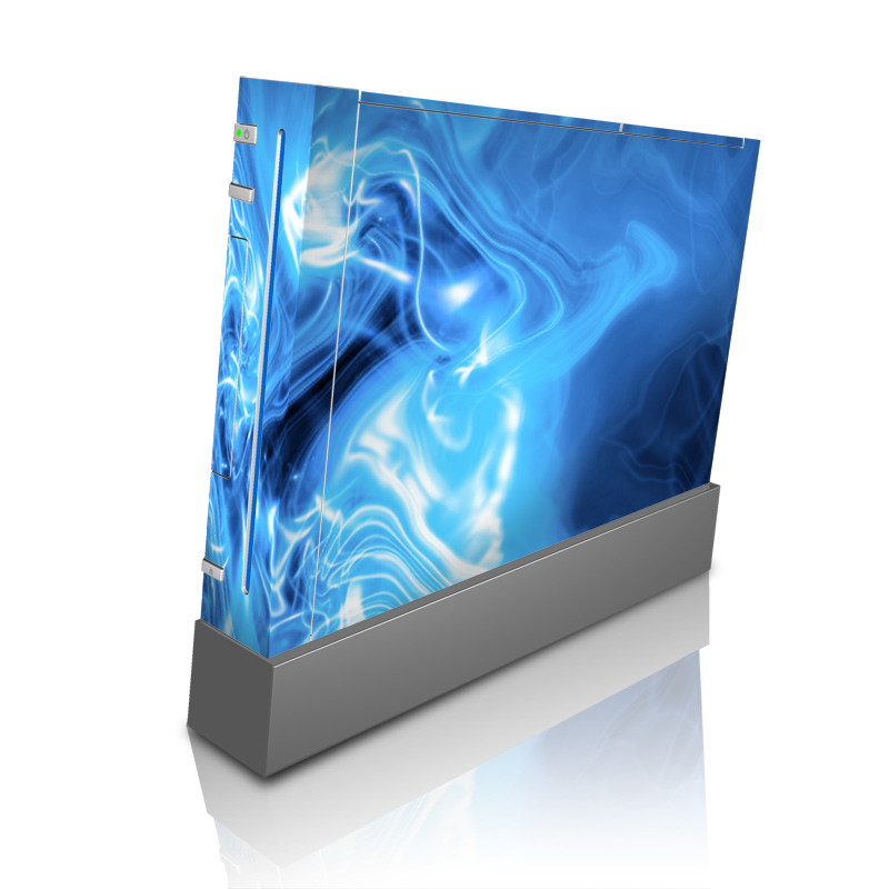 Wii Skin design of Blue, Water, Electric blue, Organism, Pattern, Smoke, Liquid, Art, with blue, black, purple colors