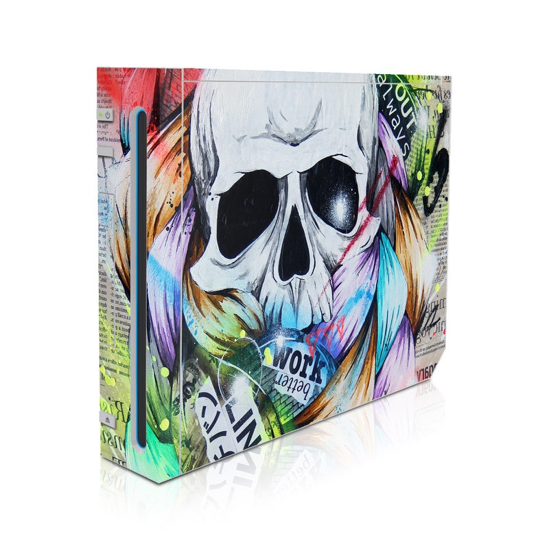 Wii Skin design of Street art, Text, Graphic design, Font, Illustration, Art, Graffiti, Skull, Poster, Advertising, with gray, black, red, green, blue colors