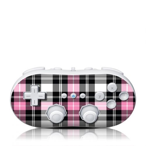 Pink Plaid Wii Classic Controller Skin