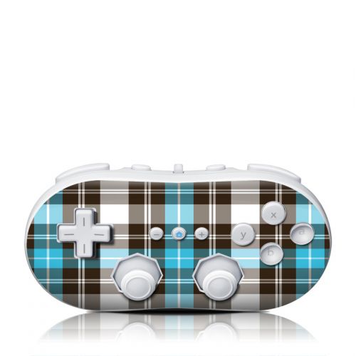 Turquoise Plaid Wii Classic Controller Skin