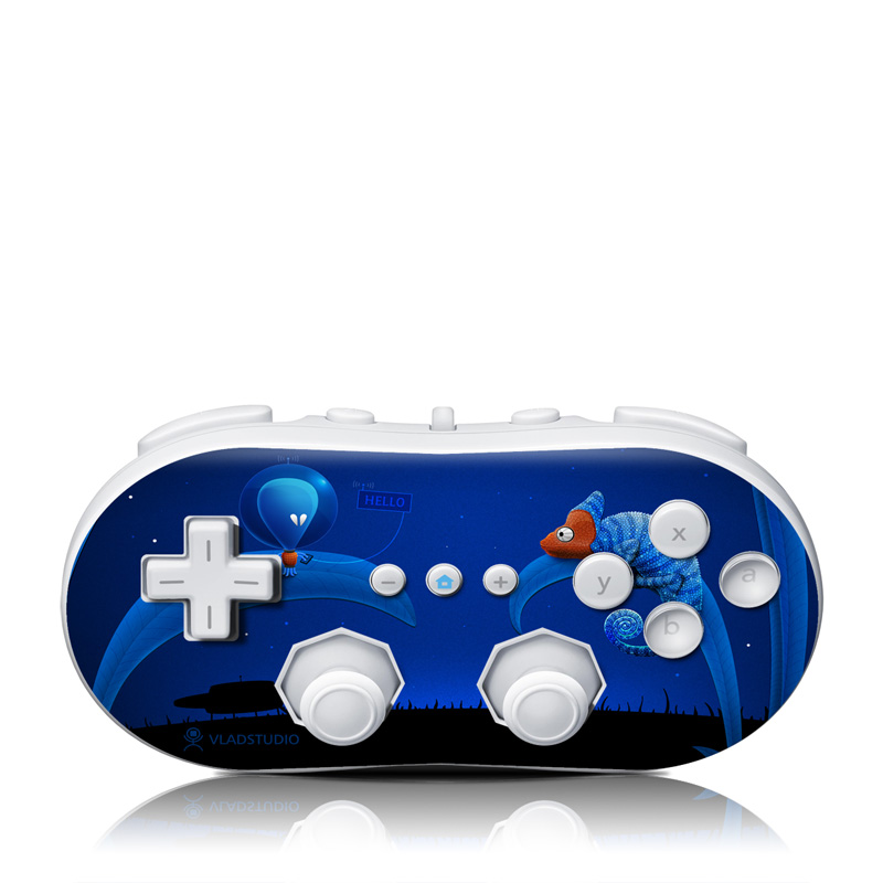 Wii Classic Controller Skin design of Organism, Astronomical object, Space, Illustration, Night, Graphics, with black, blue, orange colors