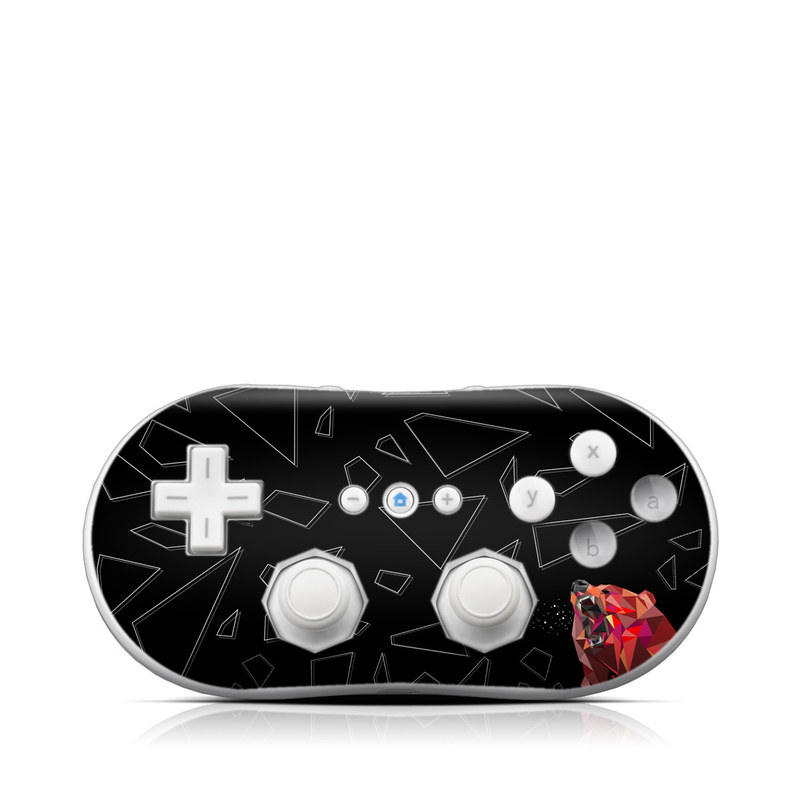 Wii Classic Controller Skin design of Graphic design, Triangle, Font, Illustration, Design, Art, Visual arts, Graphics, Pattern, Space, with black, red colors