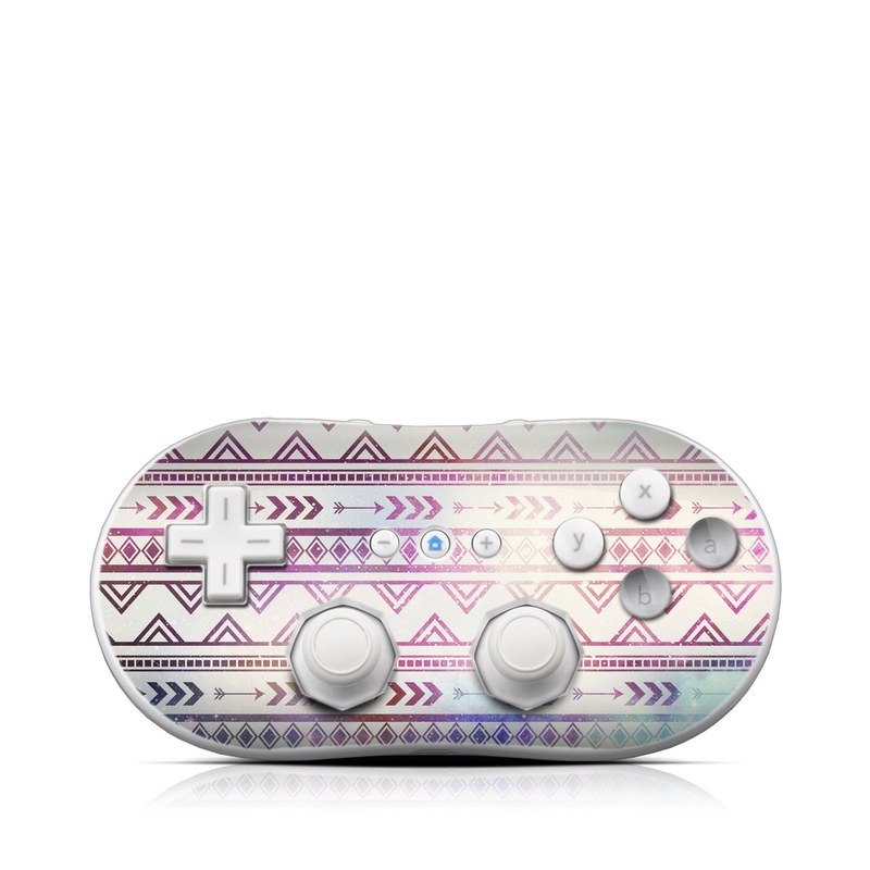 Wii Classic Controller Skin design of Pattern, Line, Teal, Design, Textile, with gray, pink, yellow, blue, black, purple colors