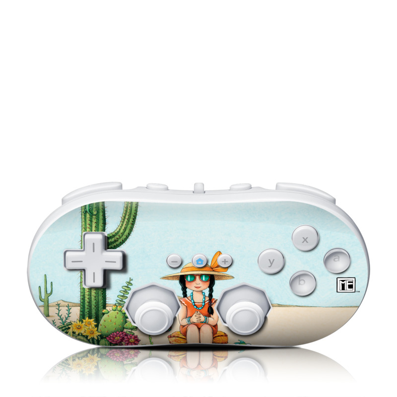 Wii Classic Controller Skin design of Cartoon, Cactus, Illustration, Animated cartoon, Plant, Vegetable, Fictional character, Art, with green, yellow, pink, orange, brown colors
