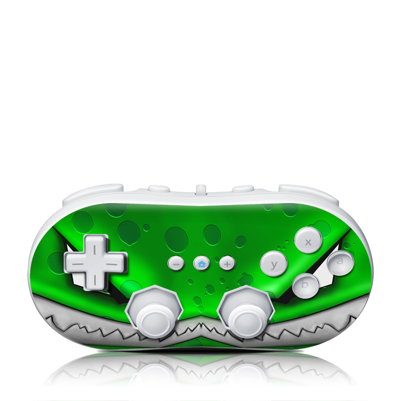 Wii Classic Controller Skin design of Green, Font, Animation, Logo, Graphics, Games, with green, white colors