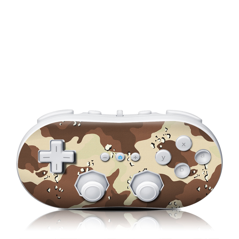 Wii Classic Controller Skin design of Military camouflage, Brown, Pattern, Design, Camouflage, Textile, Beige, Illustration, Uniform, Metal, with gray, red, black, green colors