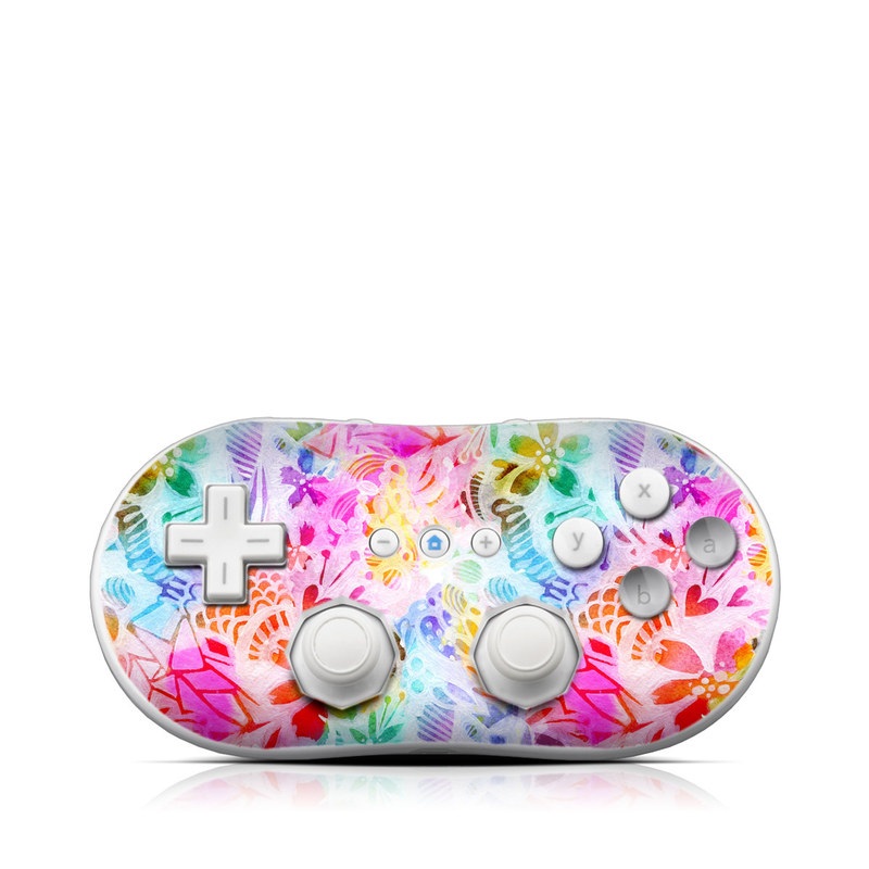 Wii Classic Controller Skin design of Pattern, Design, Textile, Art, with gray, pink, purple, blue colors