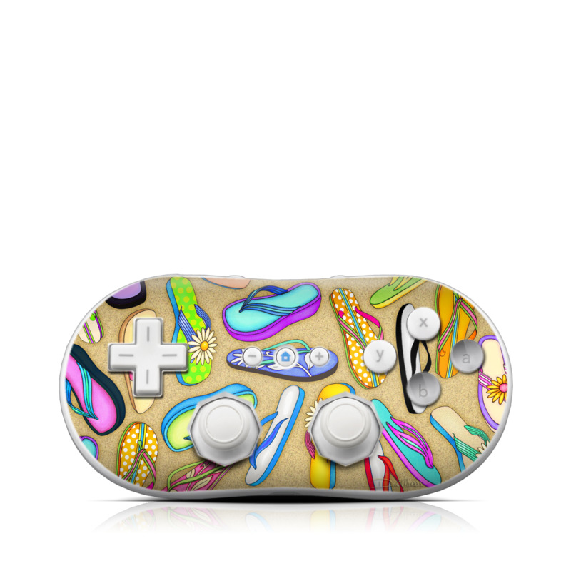 Wii Classic Controller Skin design of Pattern, Design, Visual arts, Footwear, Art, with gray, green, blue, pink, purple, orange colors