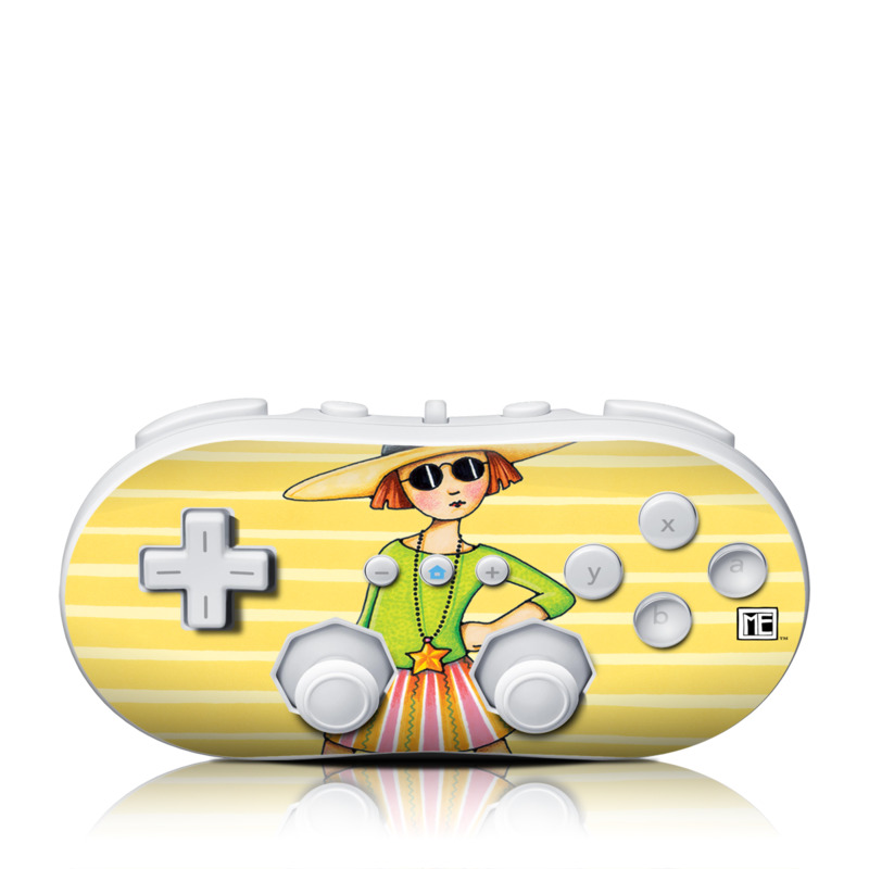Wii Classic Controller Skin design of Cartoon, Illustration, Clip art, Art, with orange, pink, yellow, green, gray, black colors