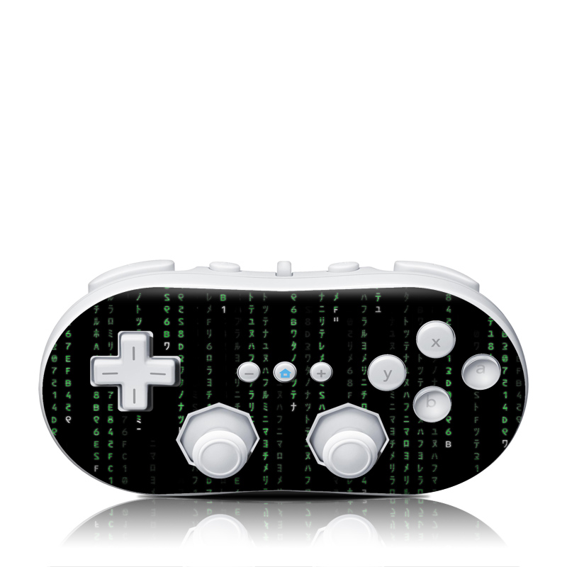 Wii Classic Controller Skin design of Green, Black, Pattern, Symmetry, with black colors